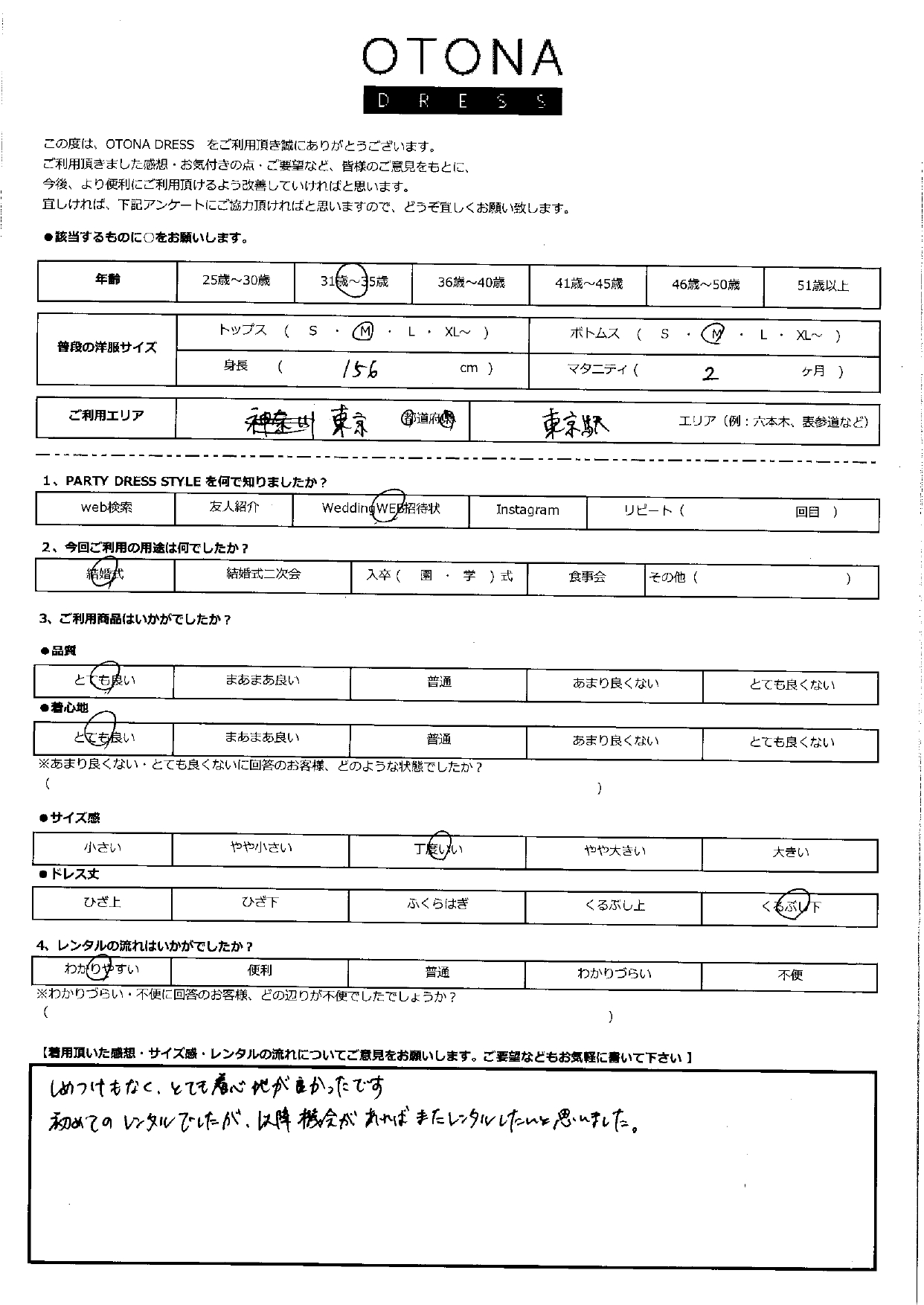 3月23日　結婚式ご利用　東京エリア