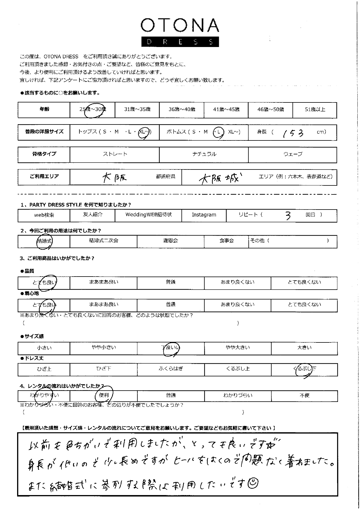 3月31日　結婚式ご利用　大阪エリア