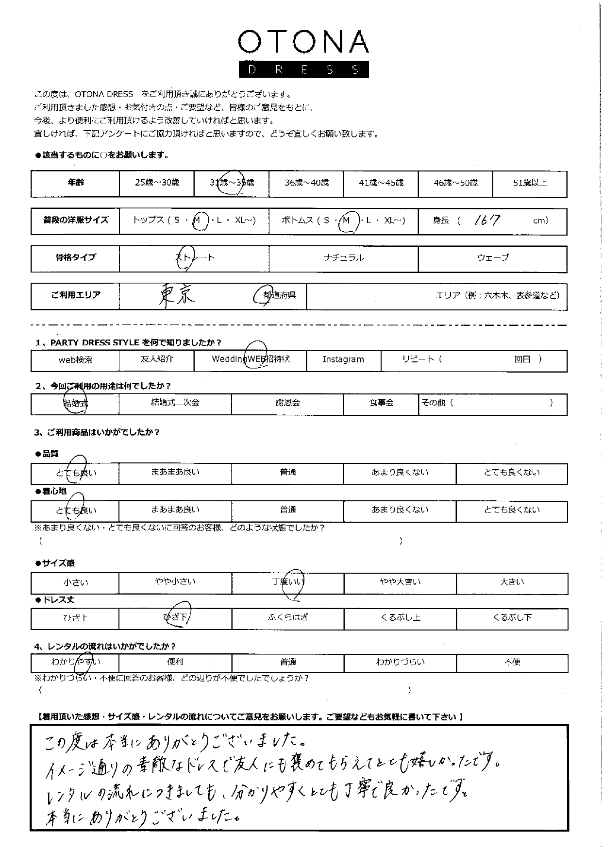 7月6日　結婚式ご利用　東京エリア