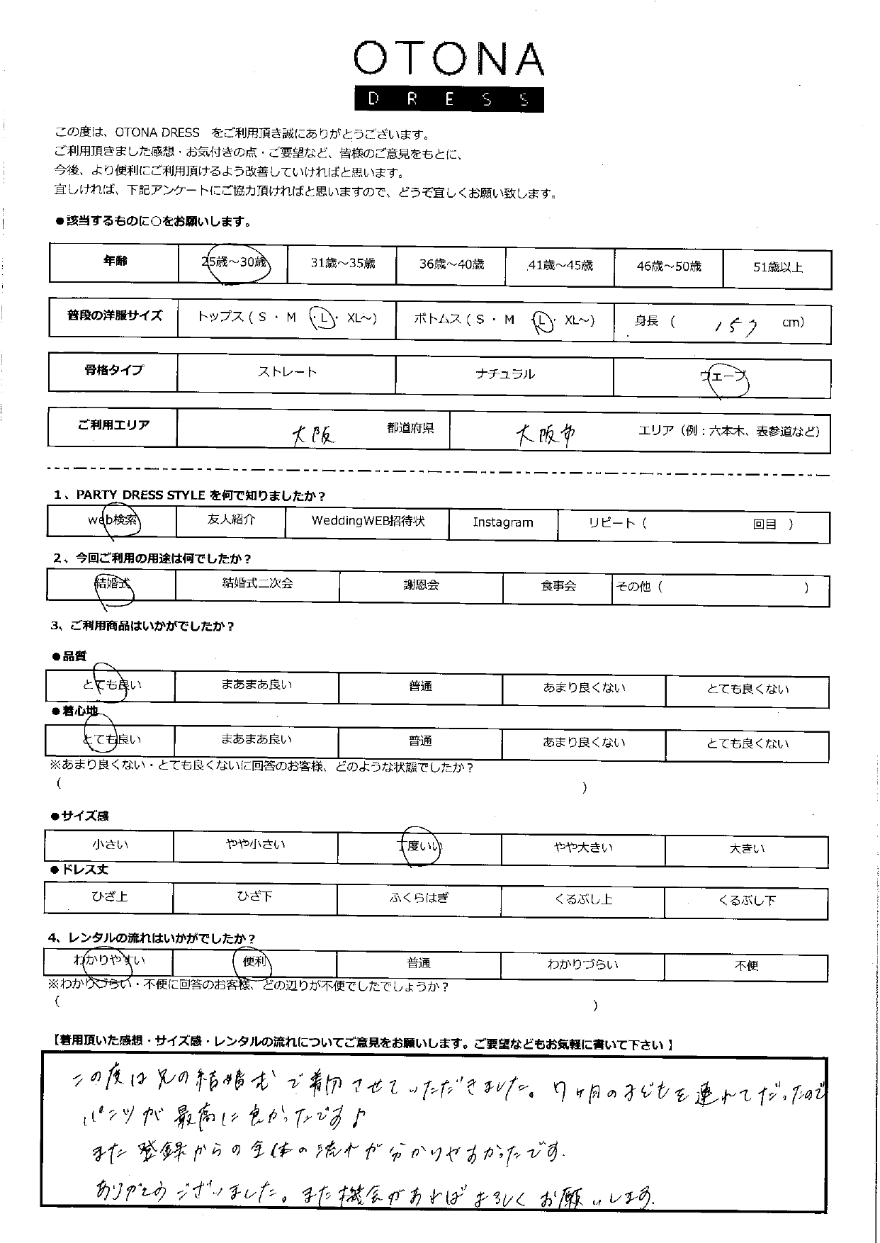 8月2日　結婚式ご利用　大阪・大阪市エリア