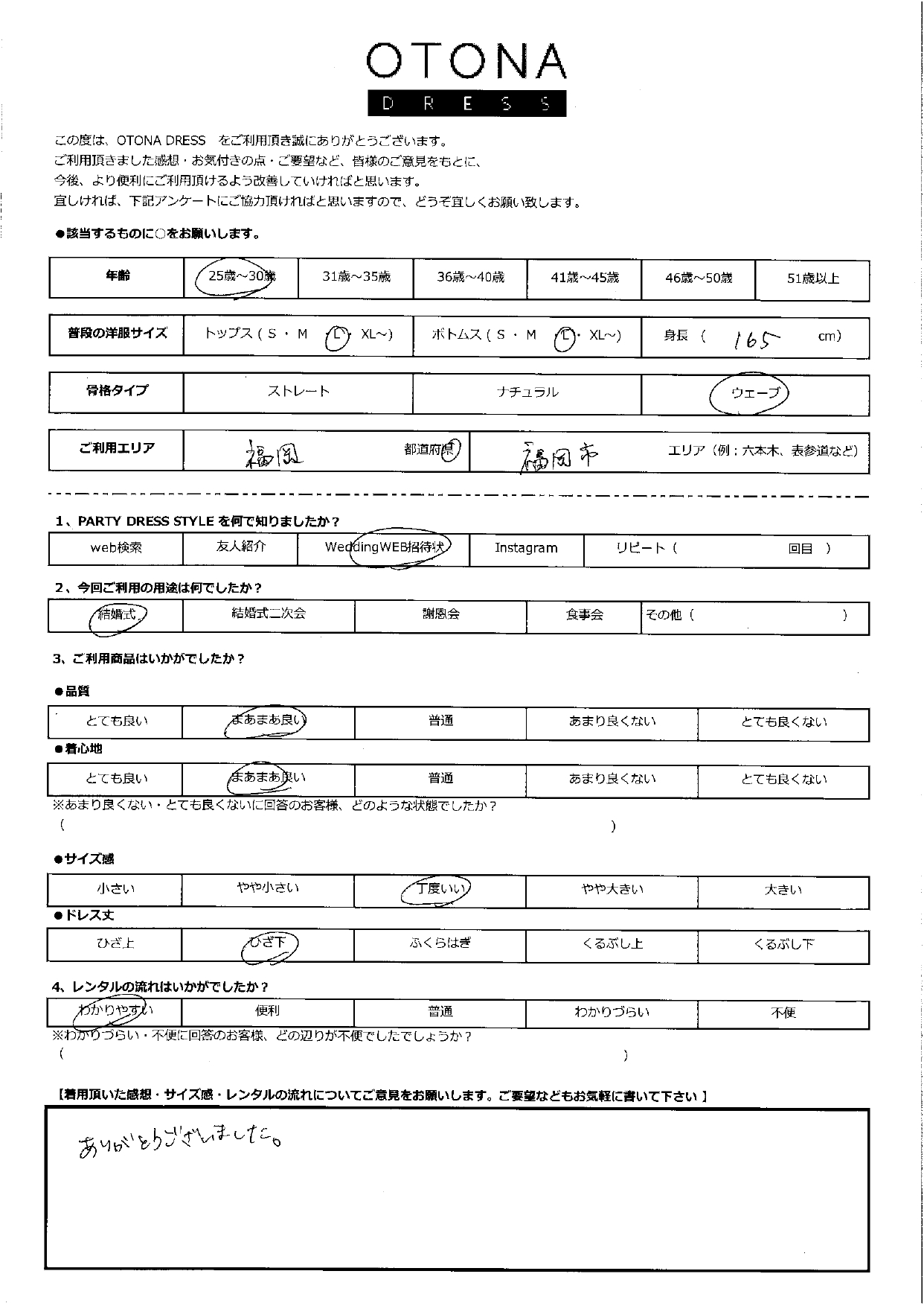 8月4日　結婚式ご利用　福岡・福岡市エリア