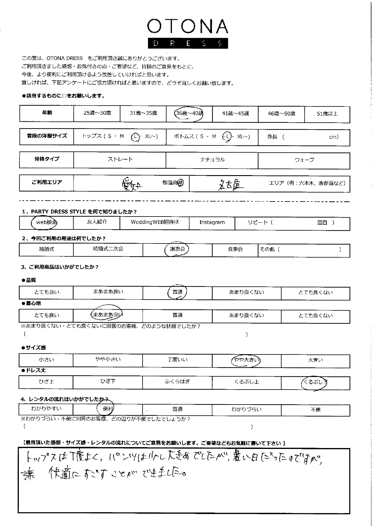 8月24日　謝恩会ご利用　愛知・名古屋エリア