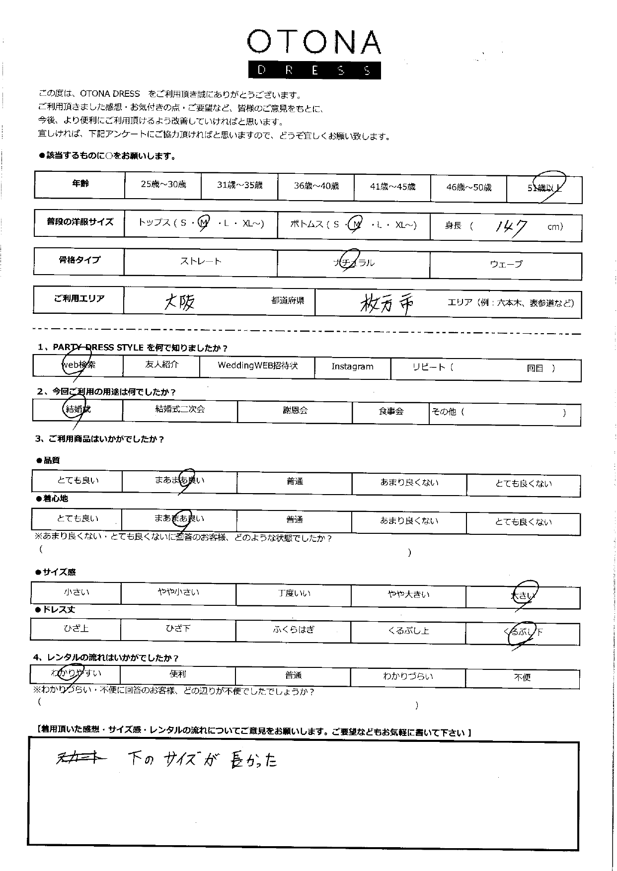 10月5日　結婚式ご利用　大阪・牧方市エリア