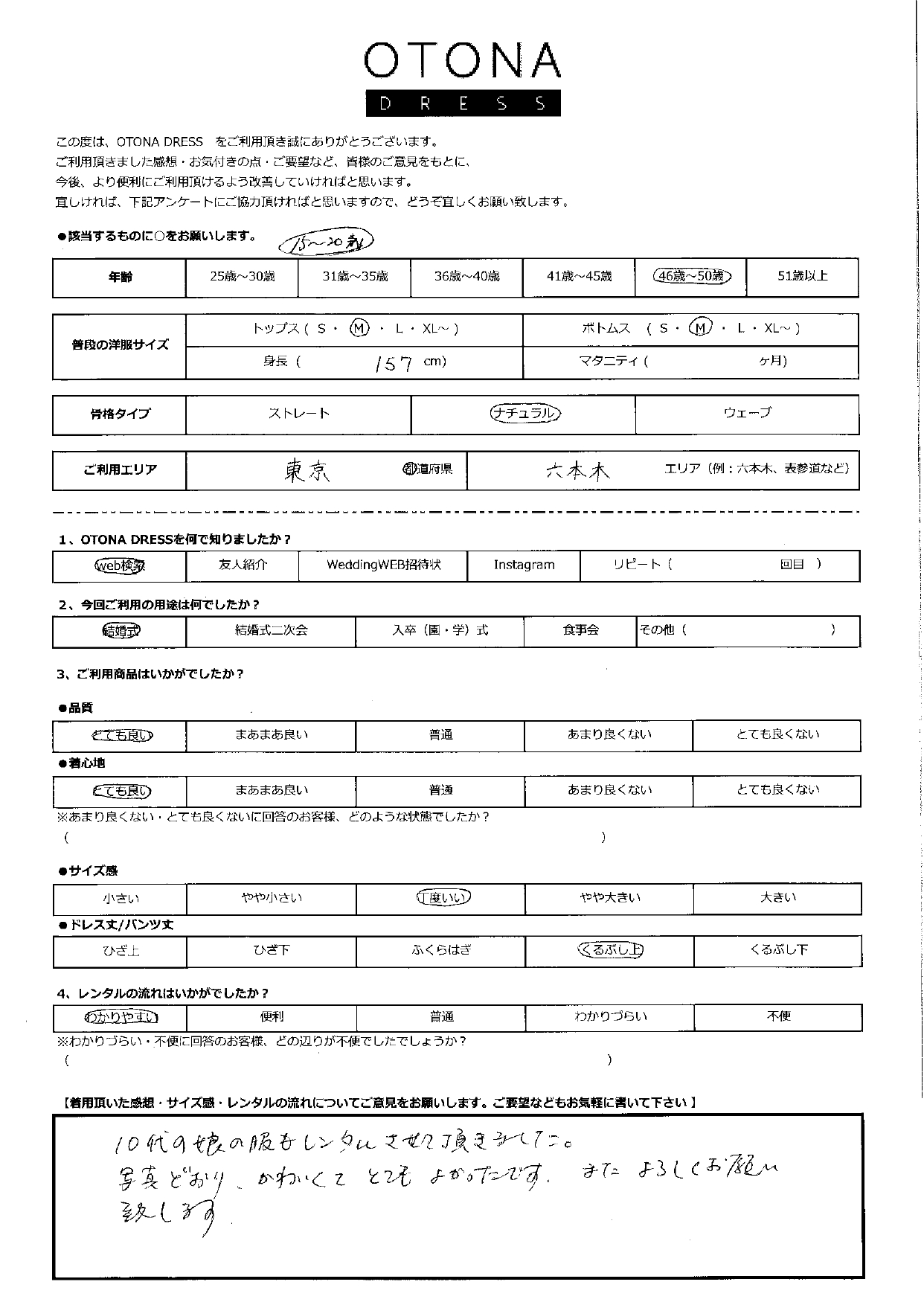 11月9日 結婚式ご利用 東京・六本木エリア