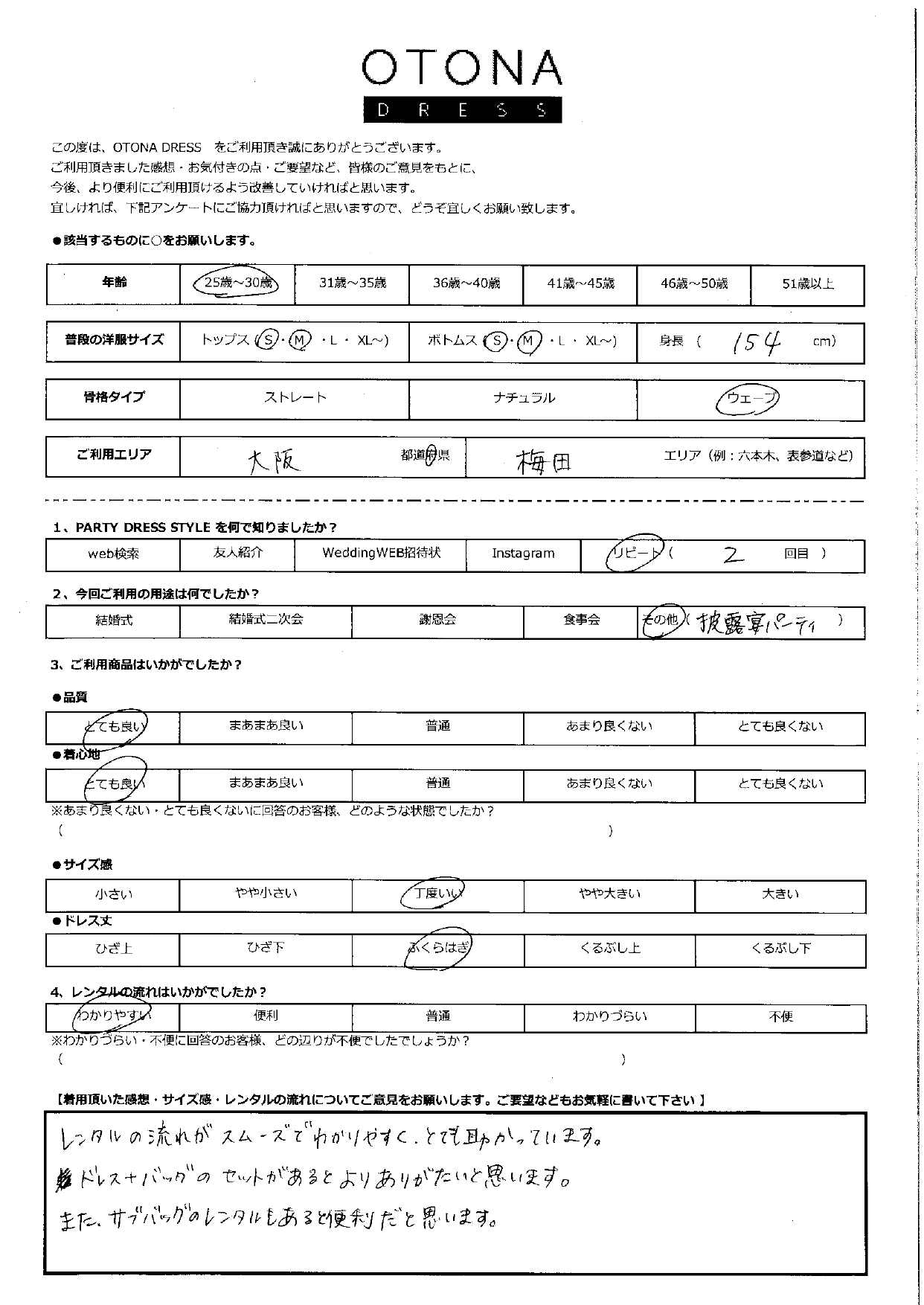 11月16日 披露宴ご利用 大阪・梅田エリア