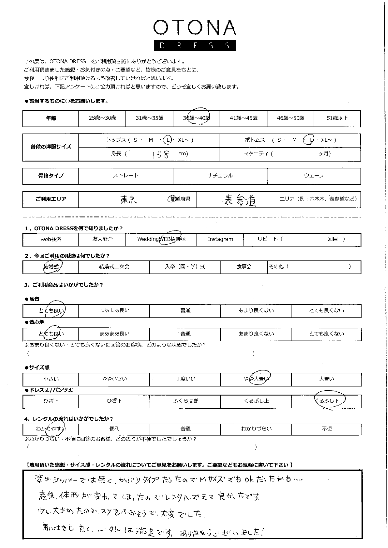 12月8日 結婚式ご利用 東京・表参道エリア