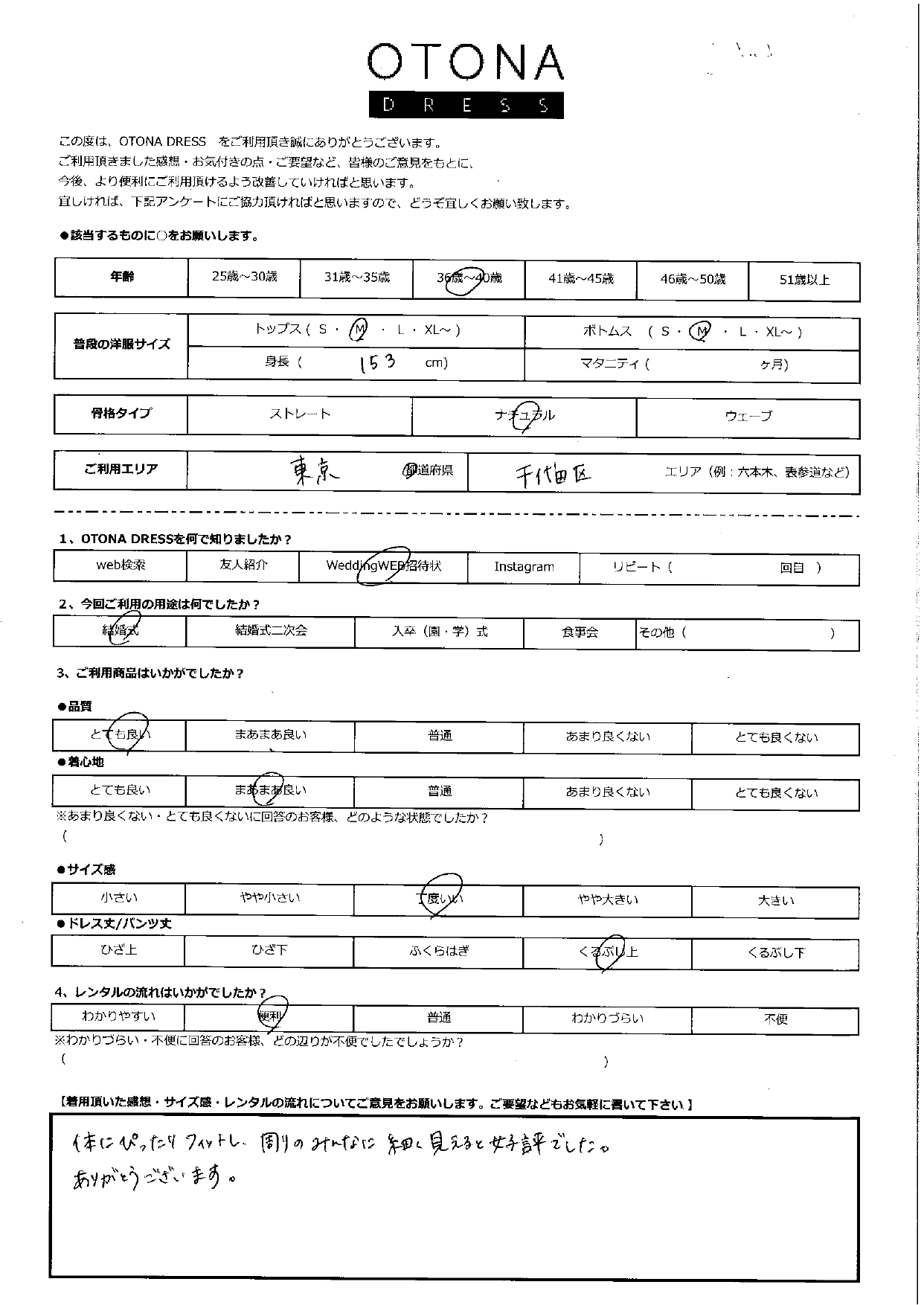 4月26日　結婚式ご利用　東京エリア