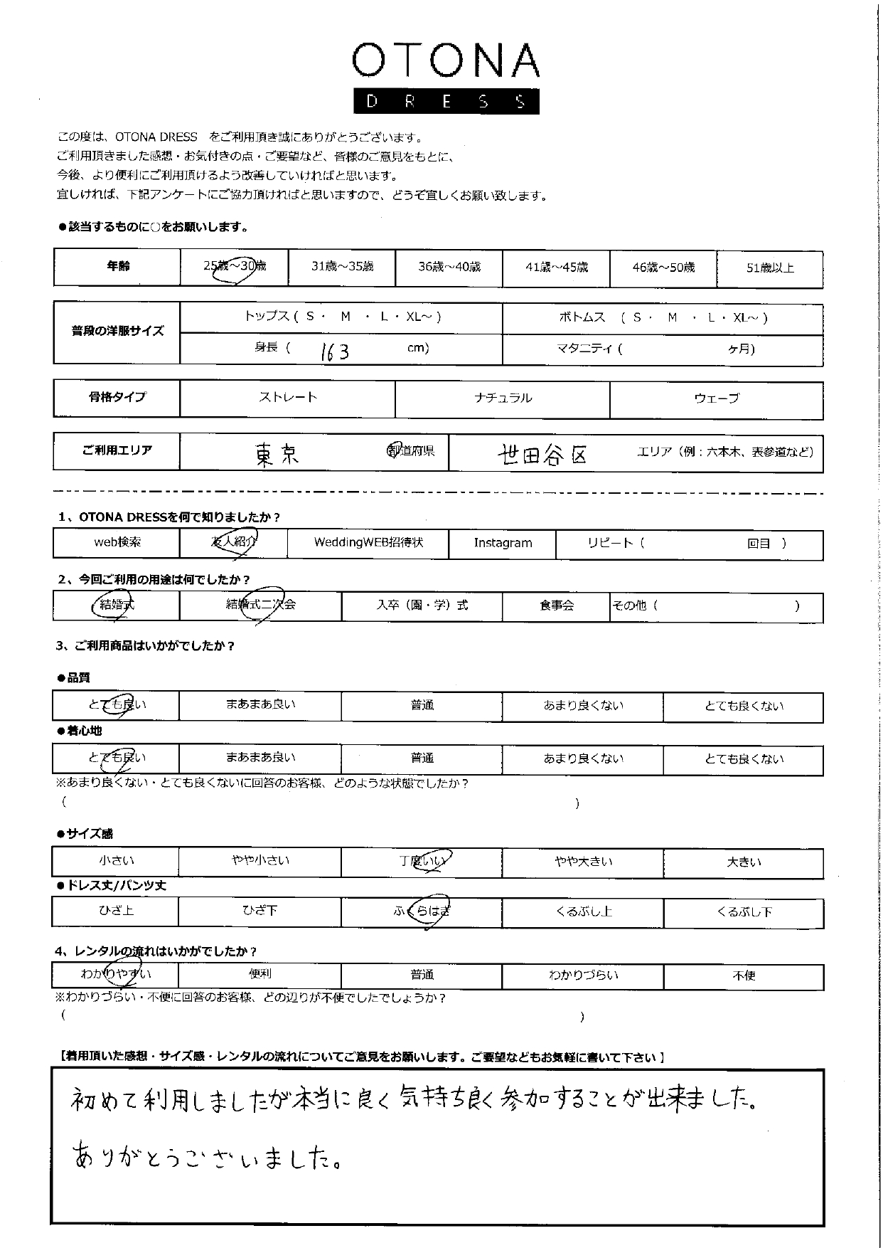 4月26日　結婚式・結婚式二次会ご利用　東京・世田谷区エリア