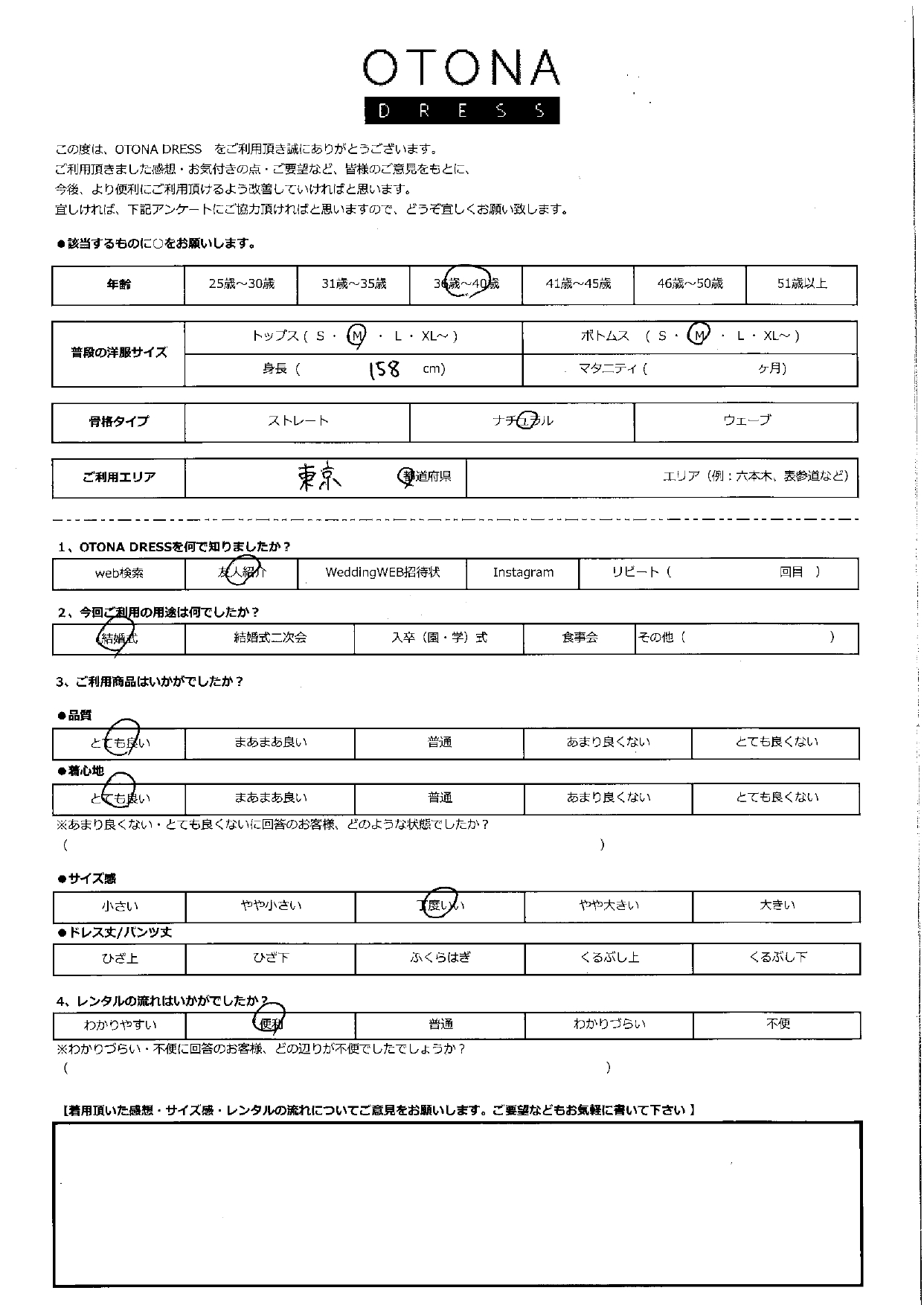 5月4日　結婚式ご利用　東京エリア