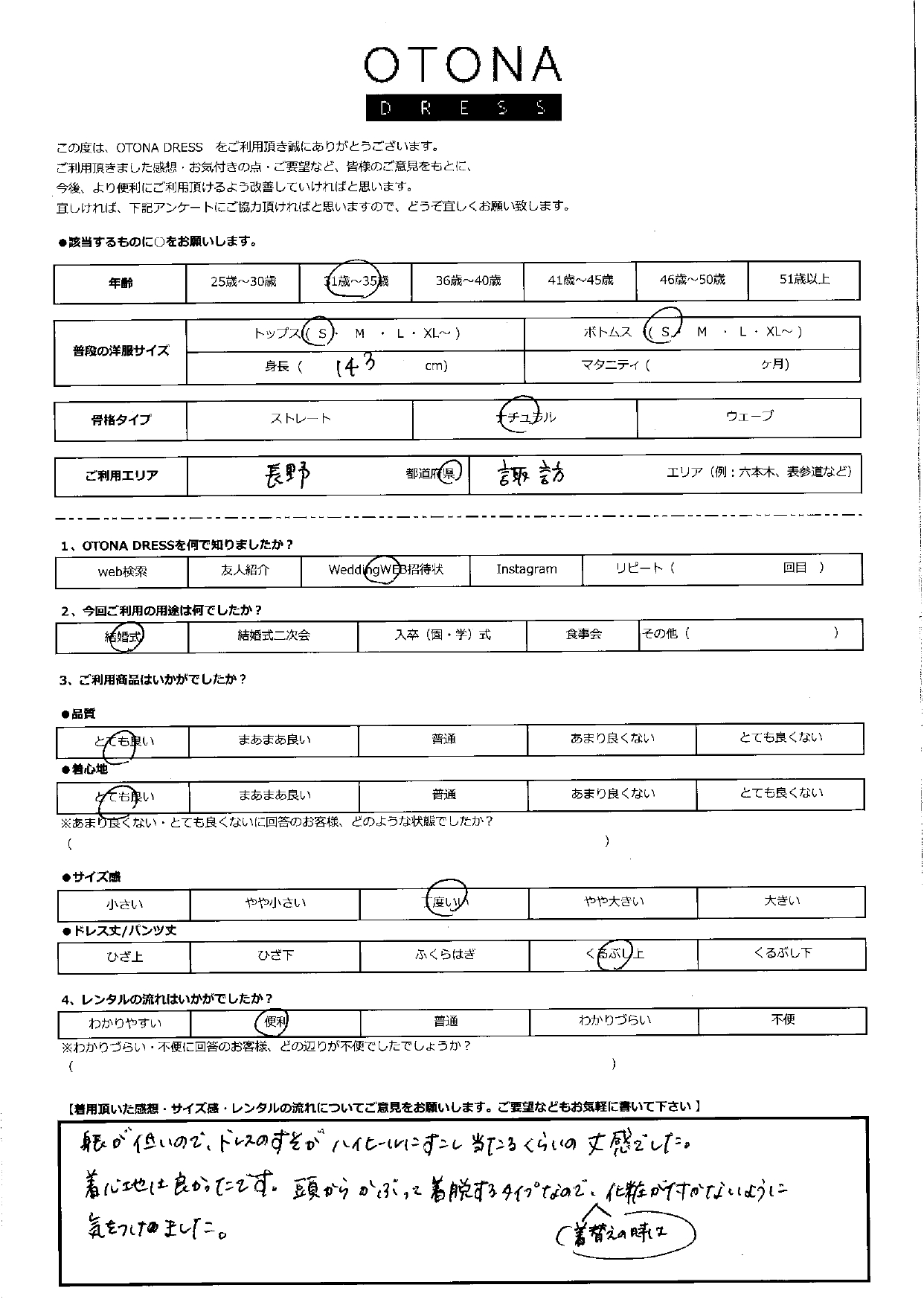 5月10日　結婚式ご利用　長野・諏訪エリア
