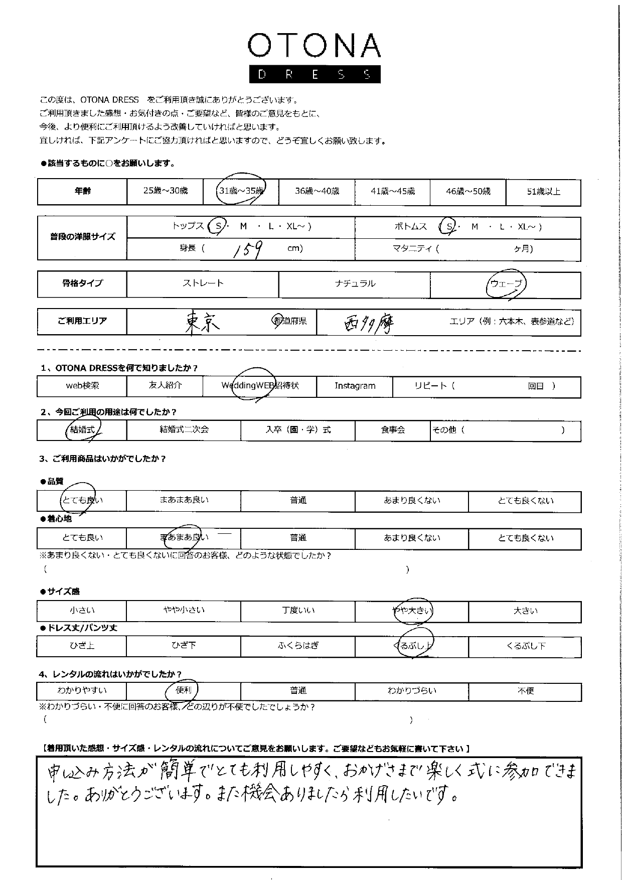5月10日　結婚式ご利用　東京・西多摩エリア
