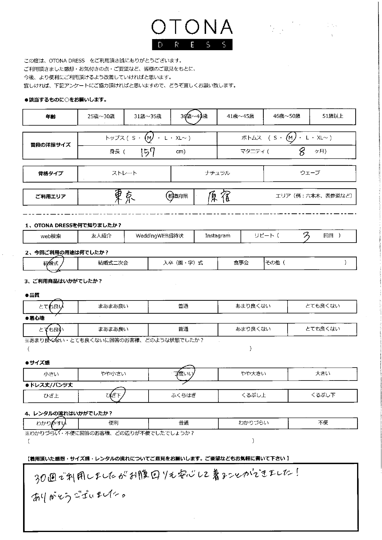 5月17日　結婚式ご利用　東京・原宿エリア