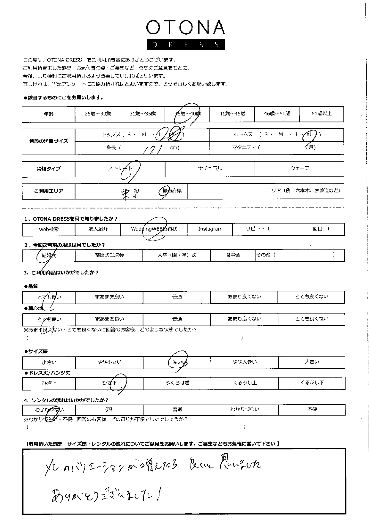 5月24日　結婚式ご利用　東京エリア