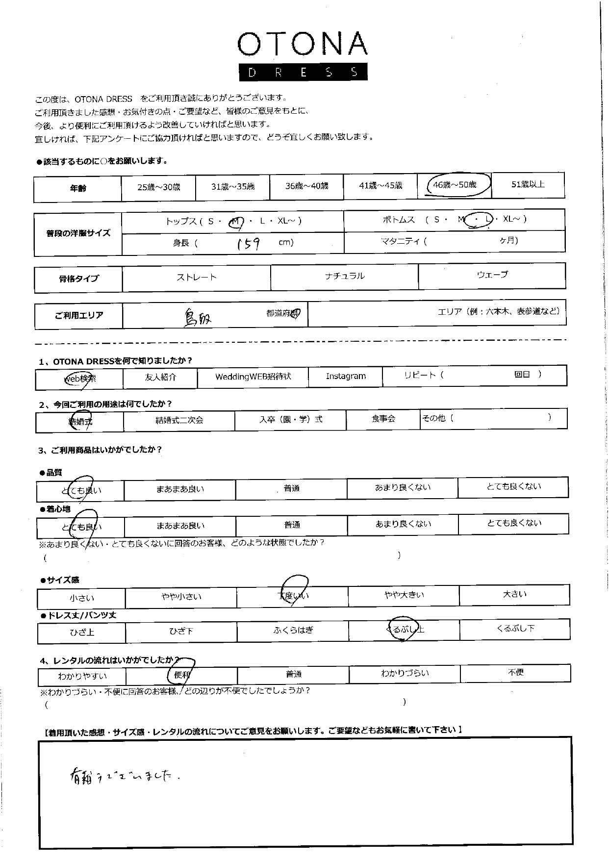 5月24日　結婚式ご利用　鳥取エリア