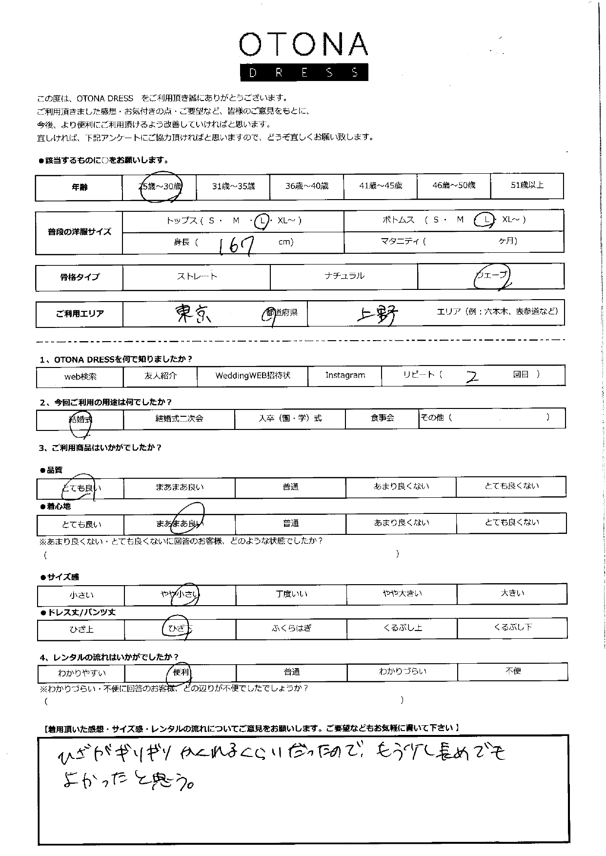 5月24日　結婚式ご利用　東京・上野エリア