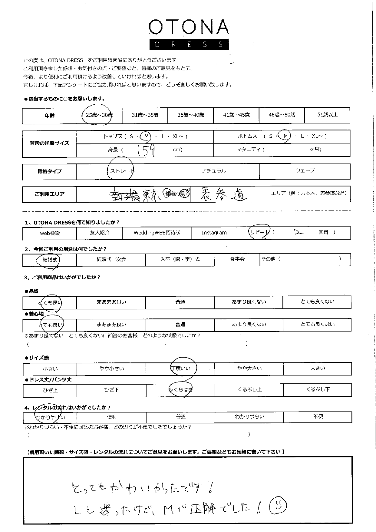 5月24日　結婚式ご利用　東京・表参道エリア