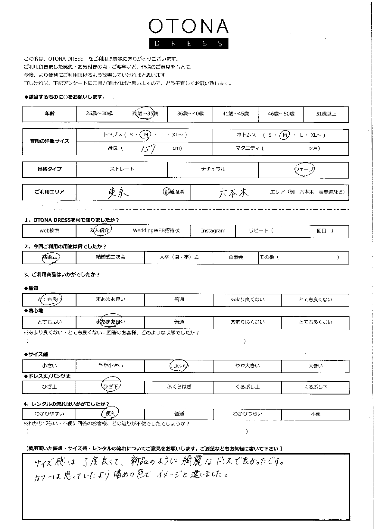 5月25日　結婚式ご利用　東京　六本木エリア
