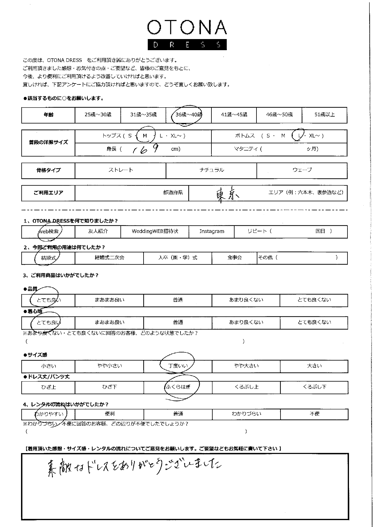 6月8日　結婚式ご利用　東京エリア