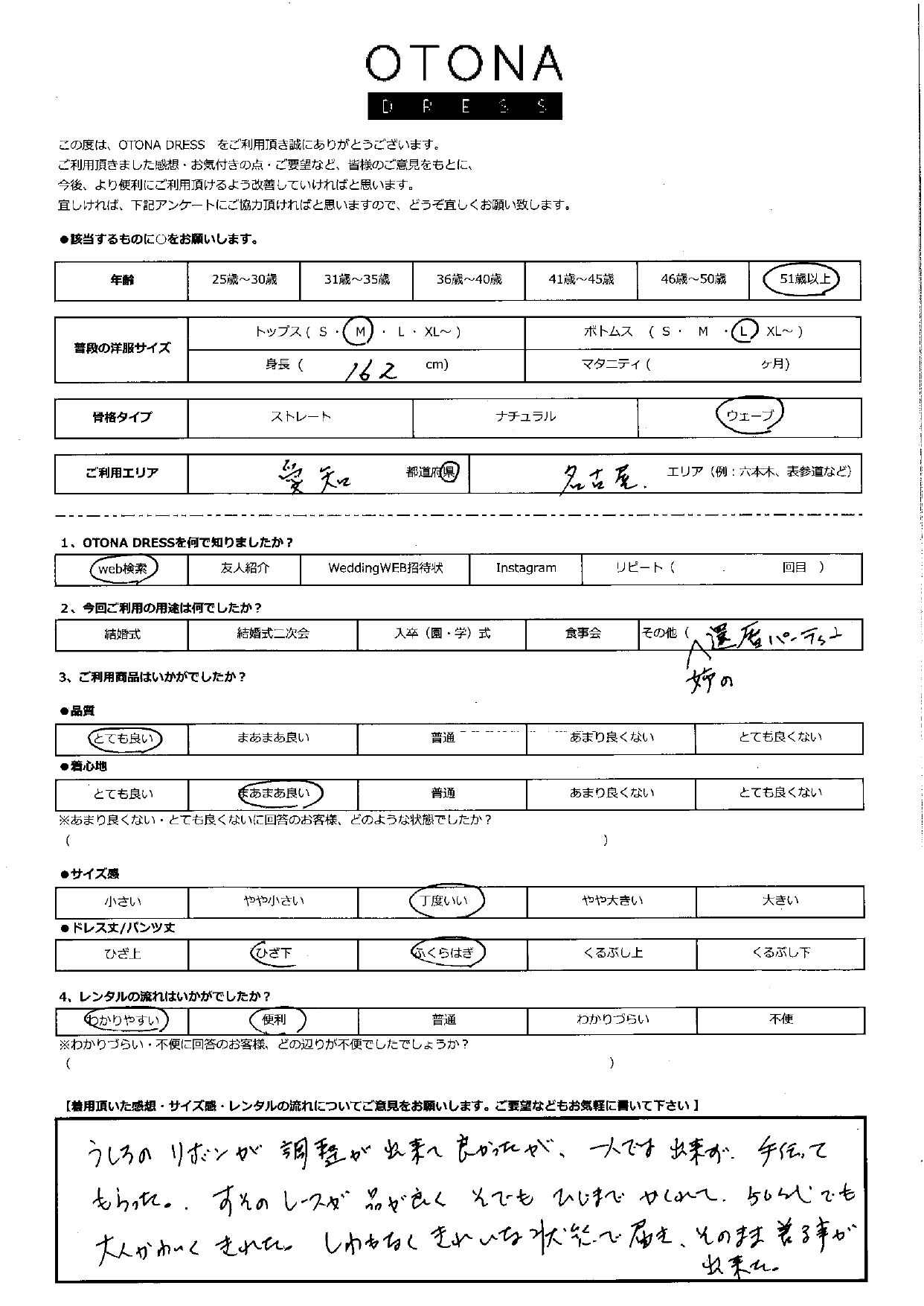 6月28日　パーティーご利用　愛知・名古屋エリア｜H1-392BE-M (ドレス単品)