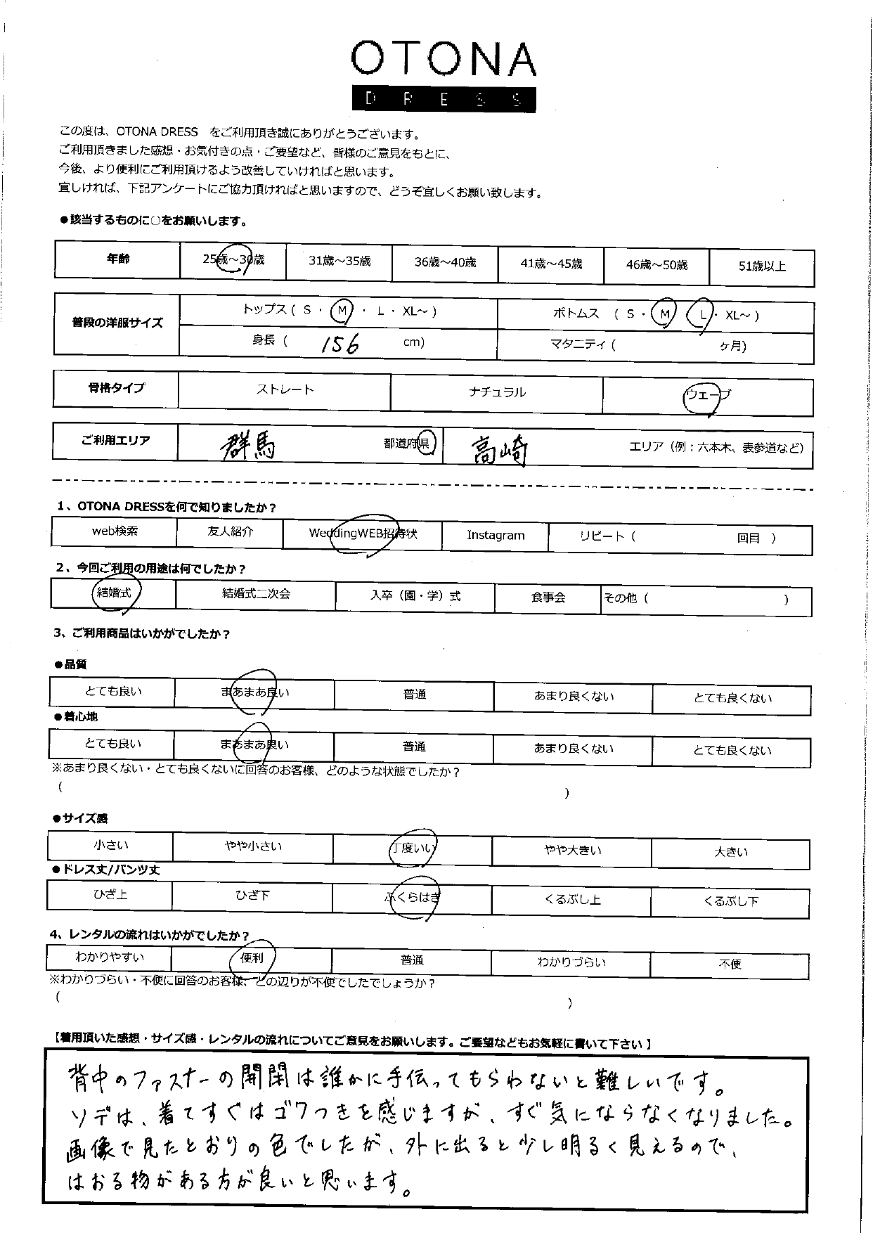 12月20日　結婚式ご利用　群馬県・高崎エリア｜H1-428SLV-M（ドレス単品）