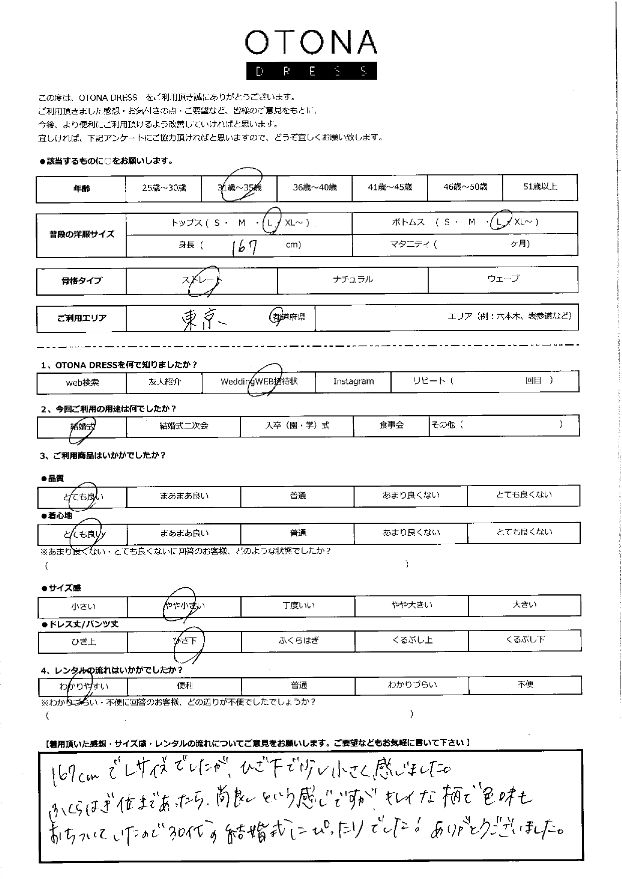 1/25結婚式ご利用　東京都エリア