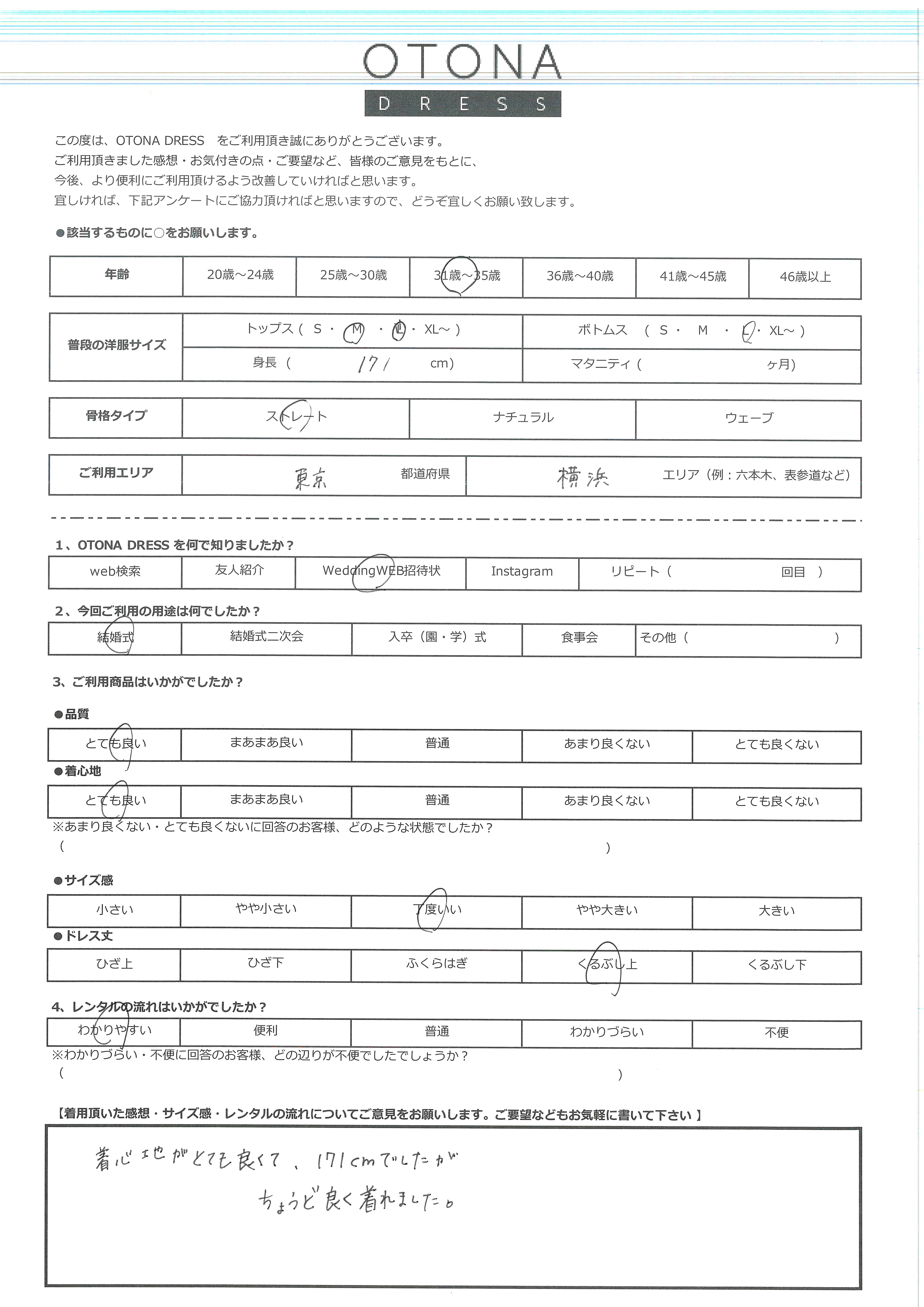 3月22日　結婚式ご利用　東京・横浜エリア｜H1-392NA-M（4点セット）
