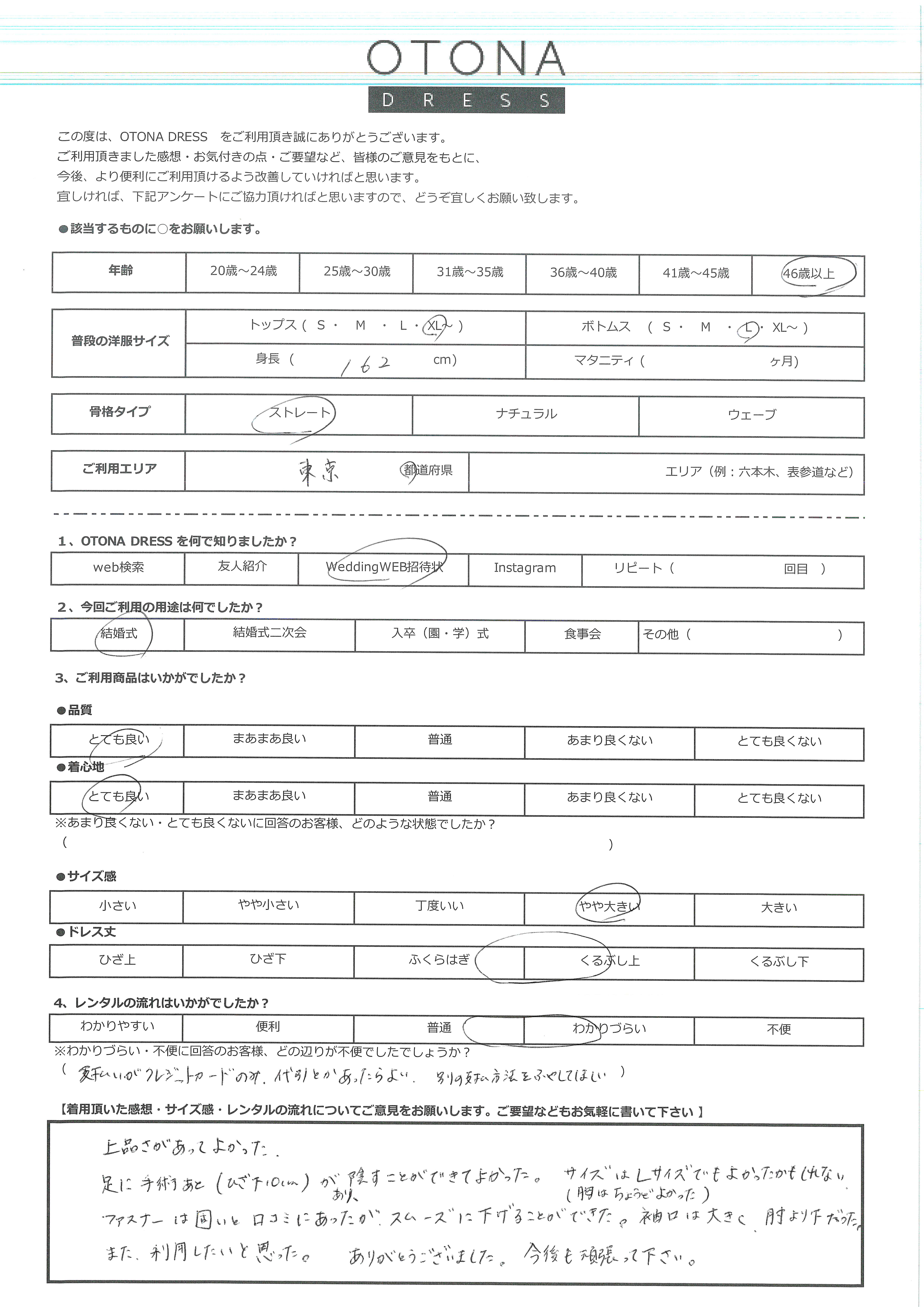 3月14日 結婚式ご利用 東京都エリア|CL1-463BL-M(4点セット)