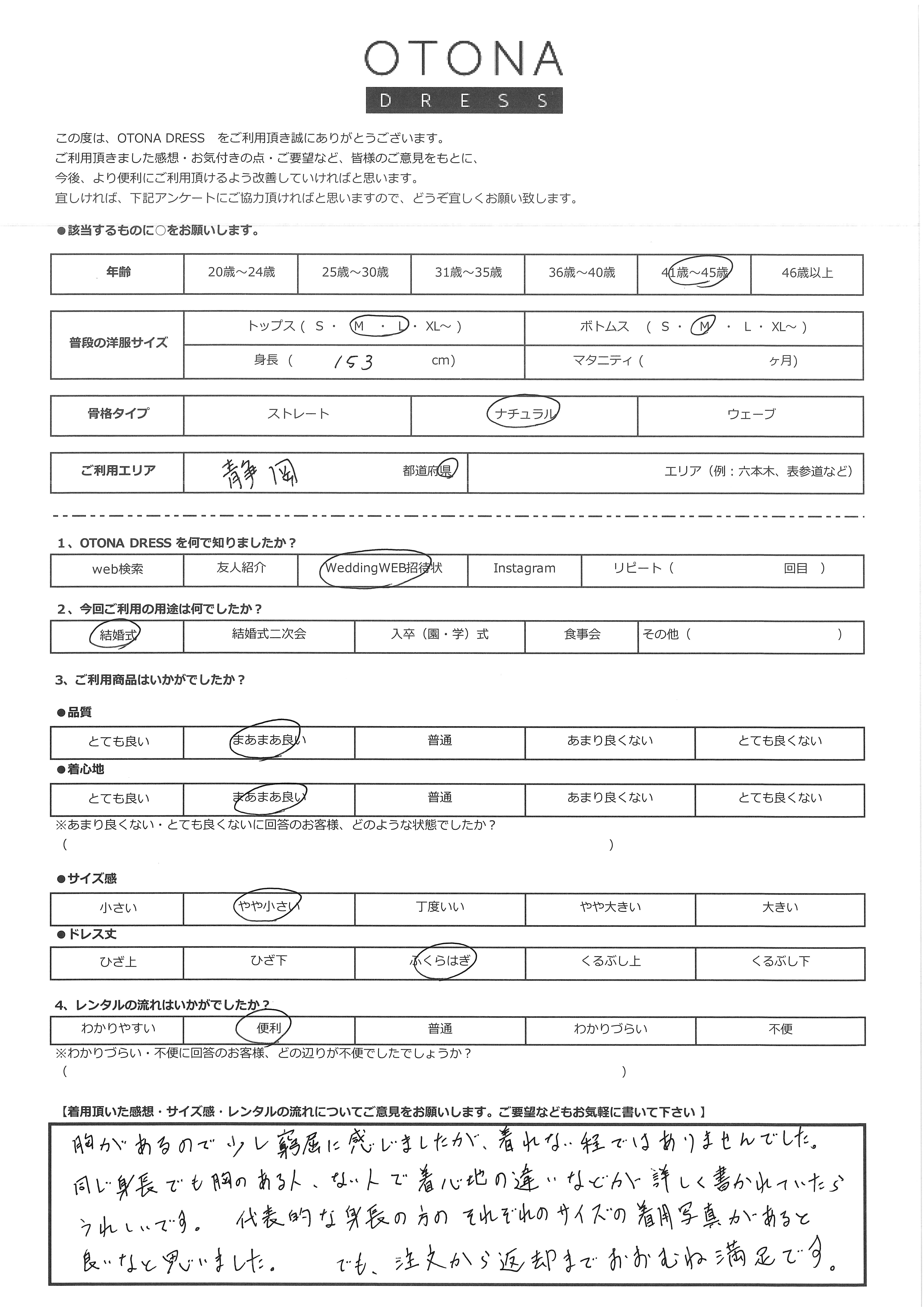 4月25日　結婚式ご利用　静岡県エリア｜CR1-329NA-M（4点セット）