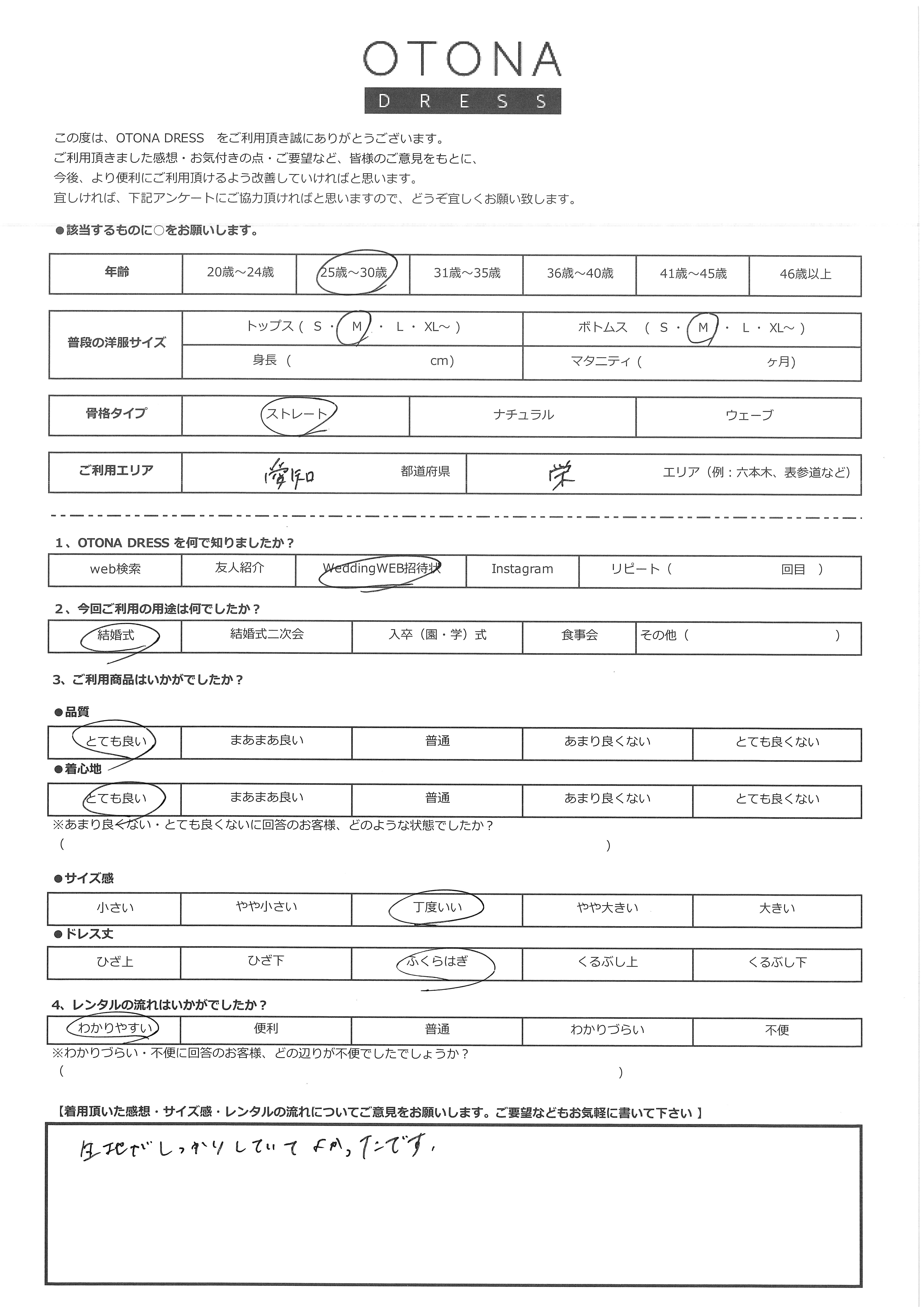 4月25日　結婚式ご利用　愛知・栄エリア｜K1-452GR-M（ドレス単品）