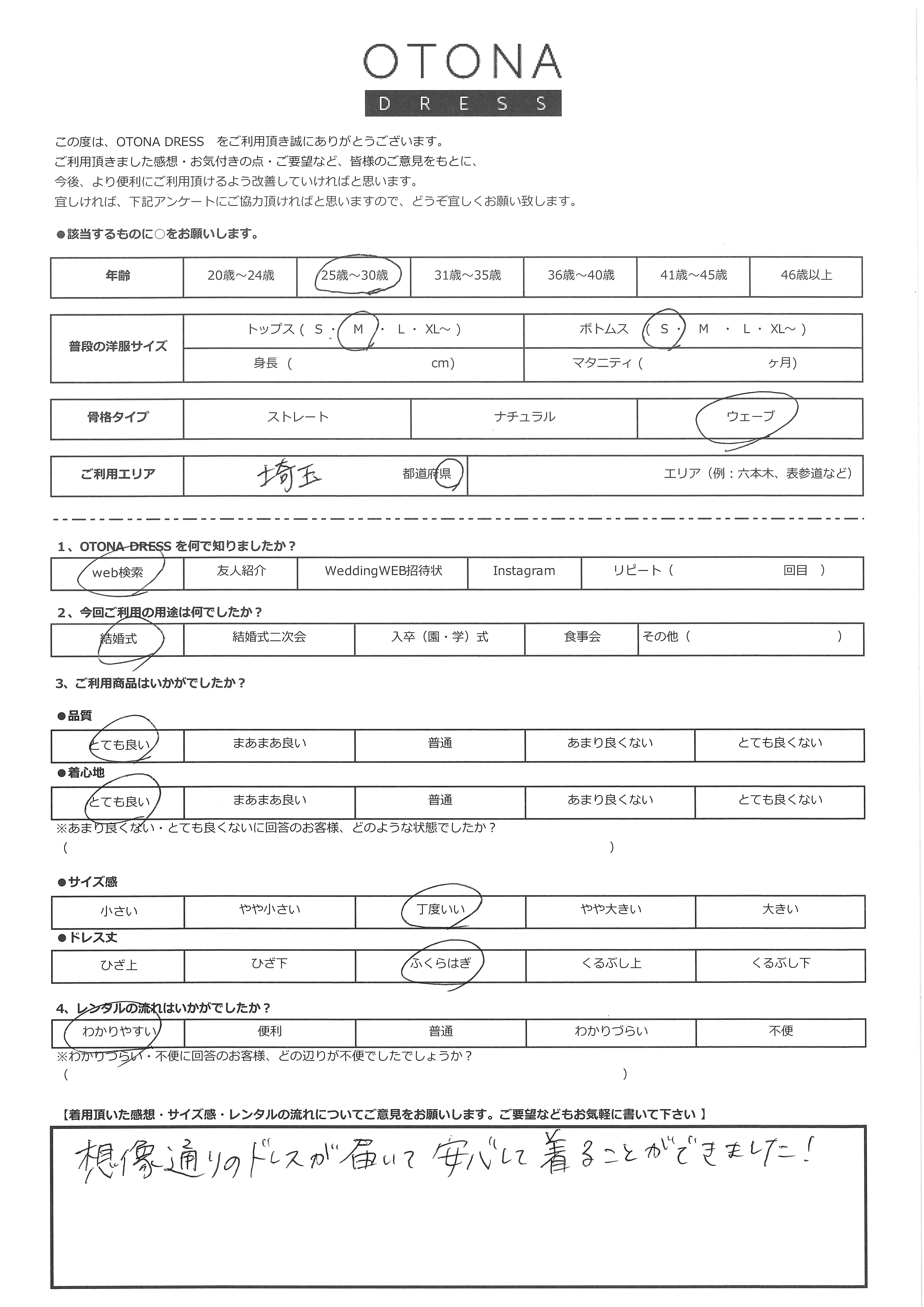 5月30日　結婚式ご利用　埼玉エリア｜CR1-329BU-M（4点セット）