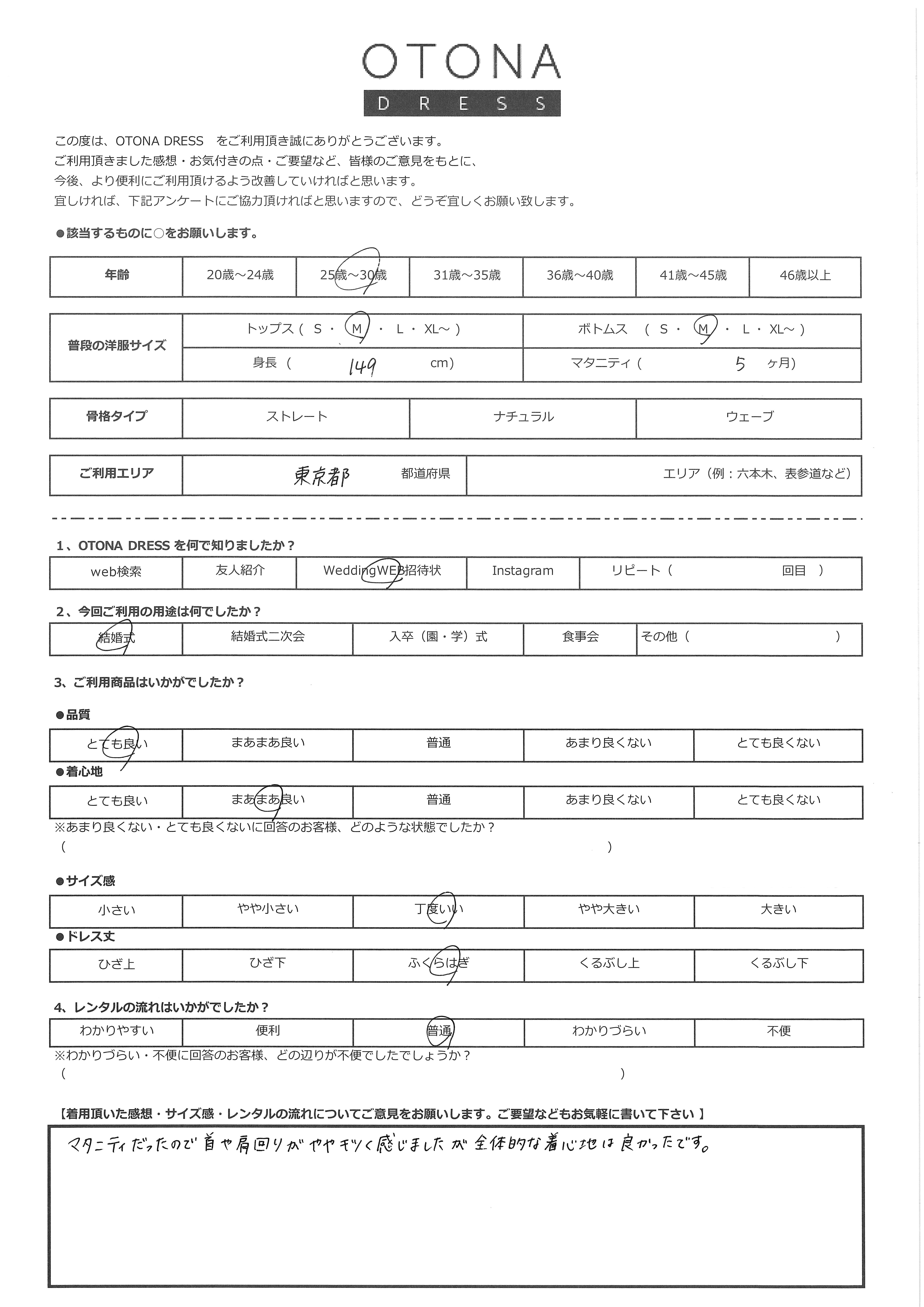 5月30日　結婚式ご利用　東京都エリア｜CR1-341BU-M（4点セット）