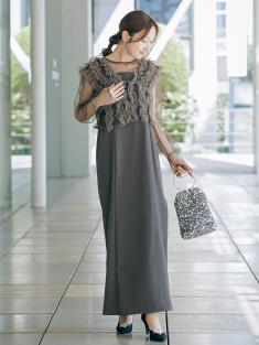 フリルベスト×シアートップスドレス(チャコールグレー)CL1-463CHC-L
