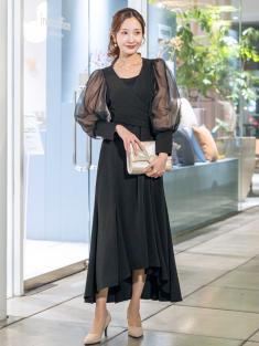 クロスデザインフィッシュテールドレス(ブラック)CL1-465BL-L