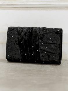 ラインストーン付きベロアバッグ(ブラック)BA058-BL