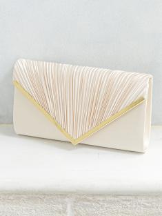 V字プレートサテンバッグ(ベージュ)BA063-BE