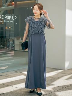 フリルベスト×シアートップスドレス(ブルー)CL1-463BU-M