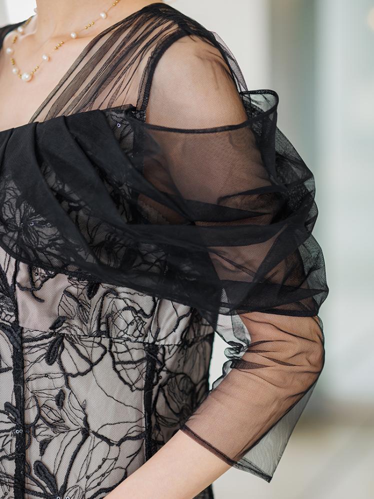 オフショルダースパンコールドレス(ブラック)AB1-472BL-S 11