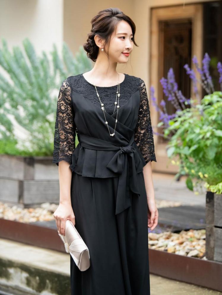 セットアップパンツドレス(ブラック)SR3-295BL-L | OTONA DRESS