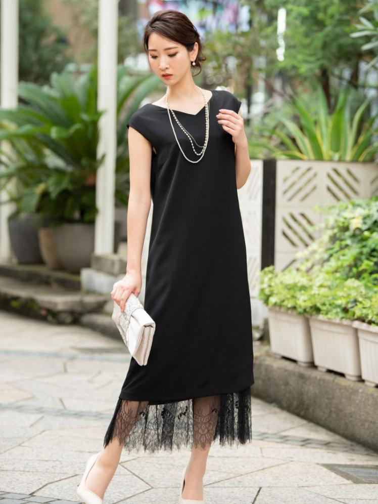 レーススカート付きドレス(ブラック)CR1-342BL-M 4