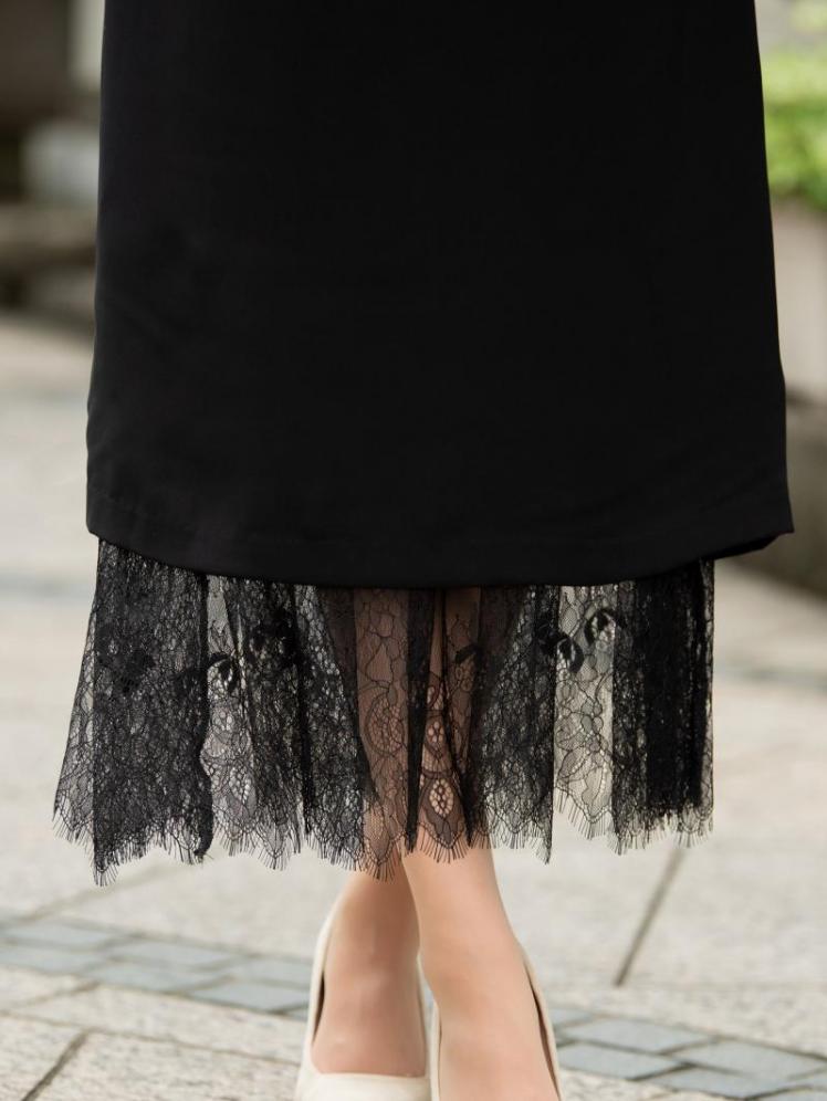 レーススカート付きドレス(ブラック)CR1-342BL-M 11