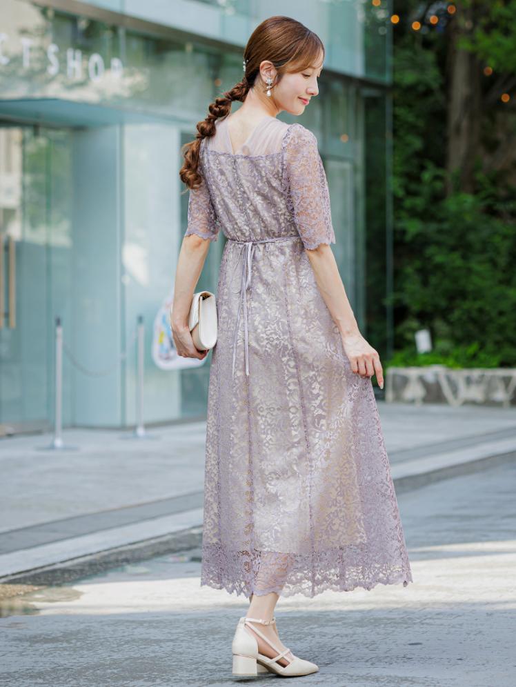 スクエアネック総レースドレス(グレージュ)CL1-466GRE-M 10