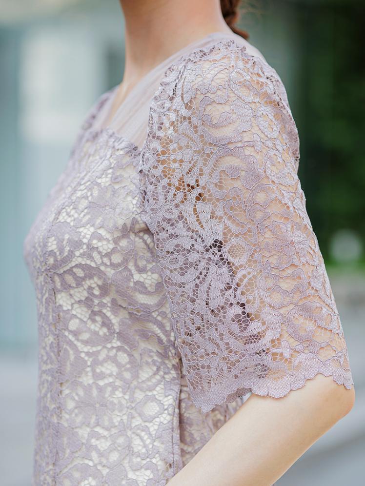 スクエアネック総レースドレス(グレージュ)CL1-466GRE-M 12