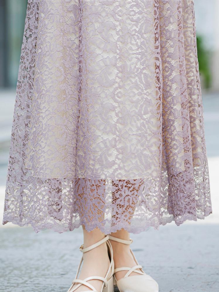 スクエアネック総レースドレス(グレージュ)CL1-466GRE-M 13