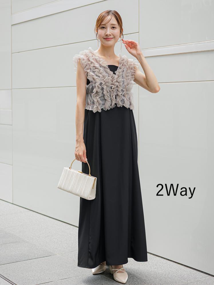 フリルベスト×シアートップスドレス(ブラックベージュ)CL1-463BL-M 11