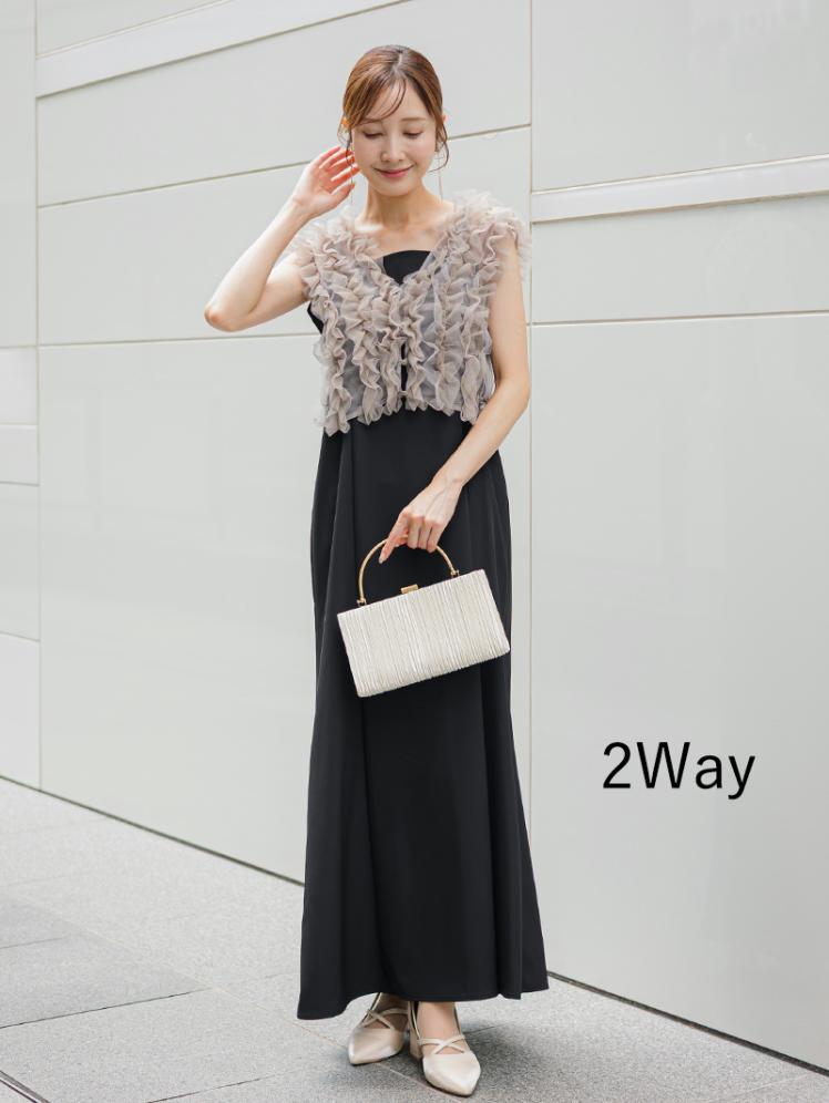 フリルベスト×シアートップスドレス(ブラックベージュ)CL1-463BL-M 12
