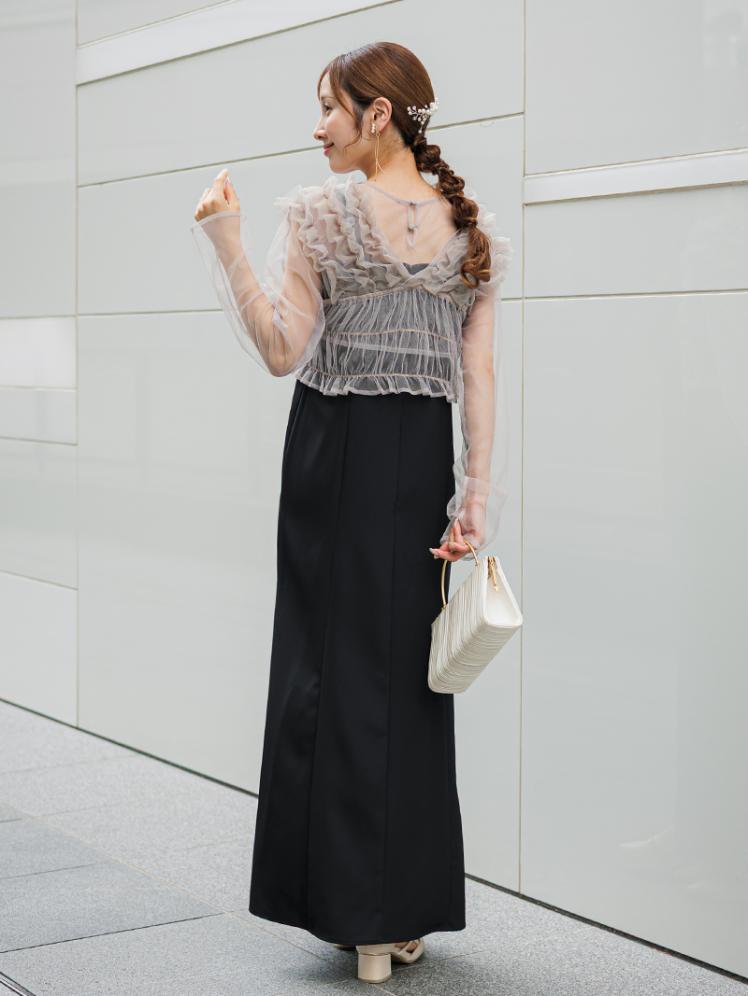 フリルベスト×シアートップスドレス(ブラックベージュ)CL1-463BL-M 9