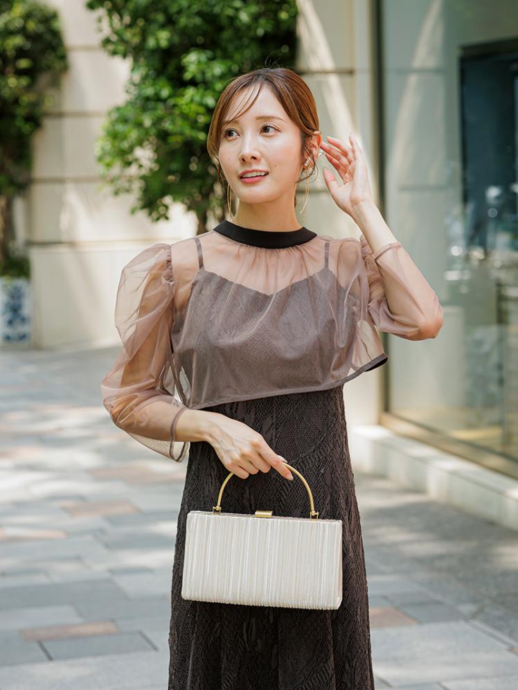 チュールボレロ×レースキャミワンピース (ブラウン)AB1-464BR-M 7