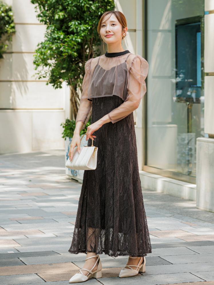 チュールボレロ×レースキャミワンピース (ブラウン)AB1-464BR-M 8
