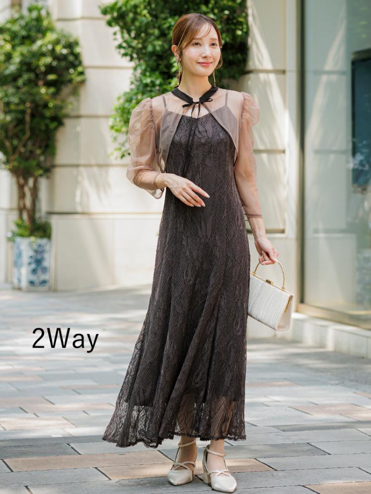 チュールボレロ×レースキャミワンピース (ブラウン)AB1-464BR-L 11