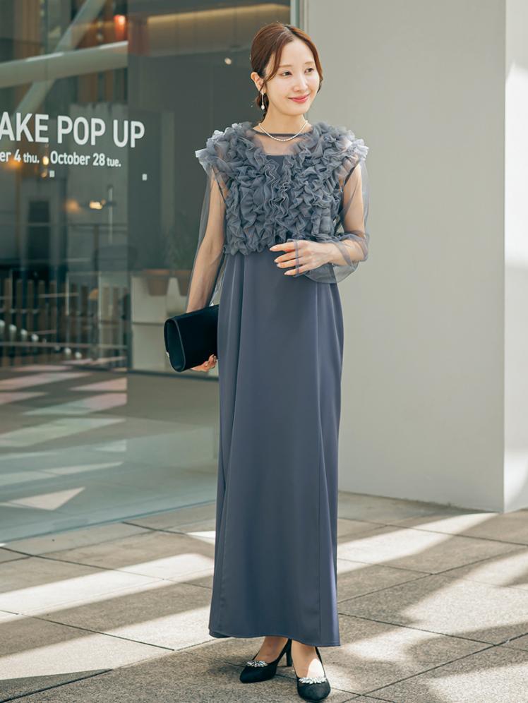 フリルベスト×シアートップスドレス(ブルー)CL1-463BU-L 4